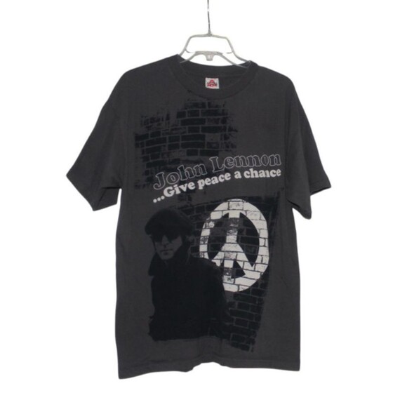 Alstyle Classic John Lennon Give Peace a Chance Charcoal Gray T Shirt Sz L - Picture 1 of 6
